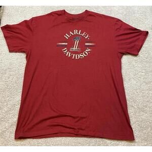 Harley Davidson Motorcycle XL Red T Shirt Biker Savannah Georgia Two Sided